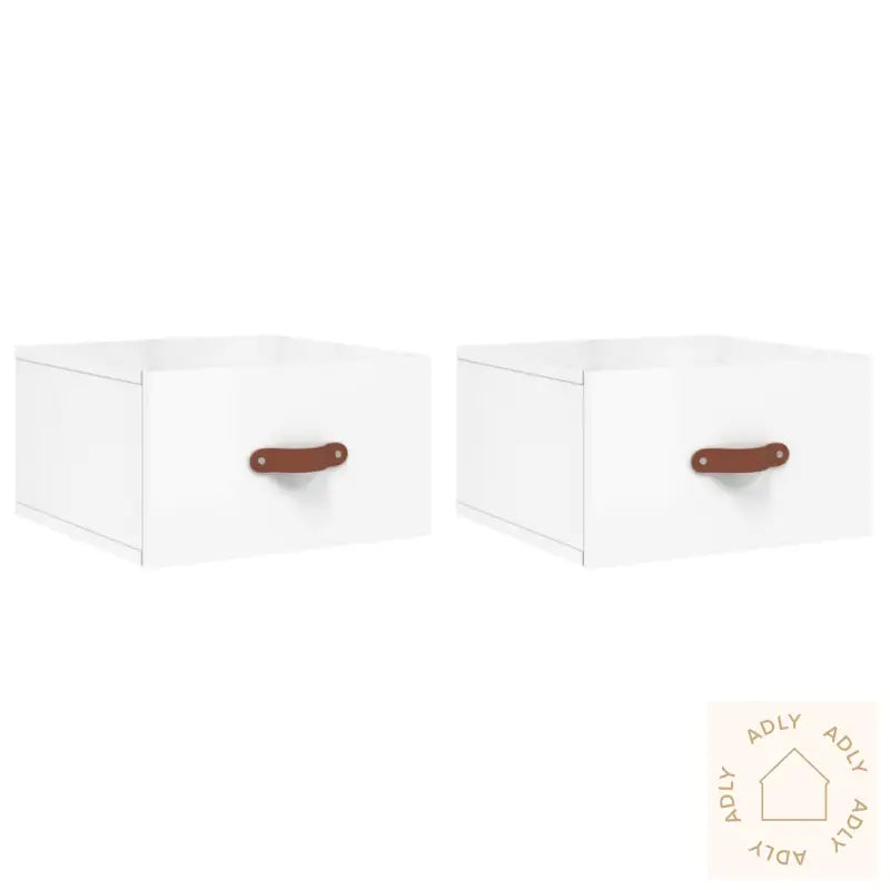 Veggmonterte Nattbord 2 Stk Høyglans Hvit 35X35X20 Cm