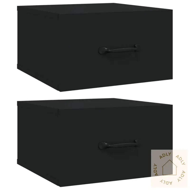 Veggmontert Nattbord 2 Stk Svart 35X35X20 Cm