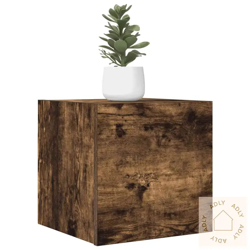Vegghengte Tv-Benker 4 Stk Røkt Eik 30,5X30X30 Cm