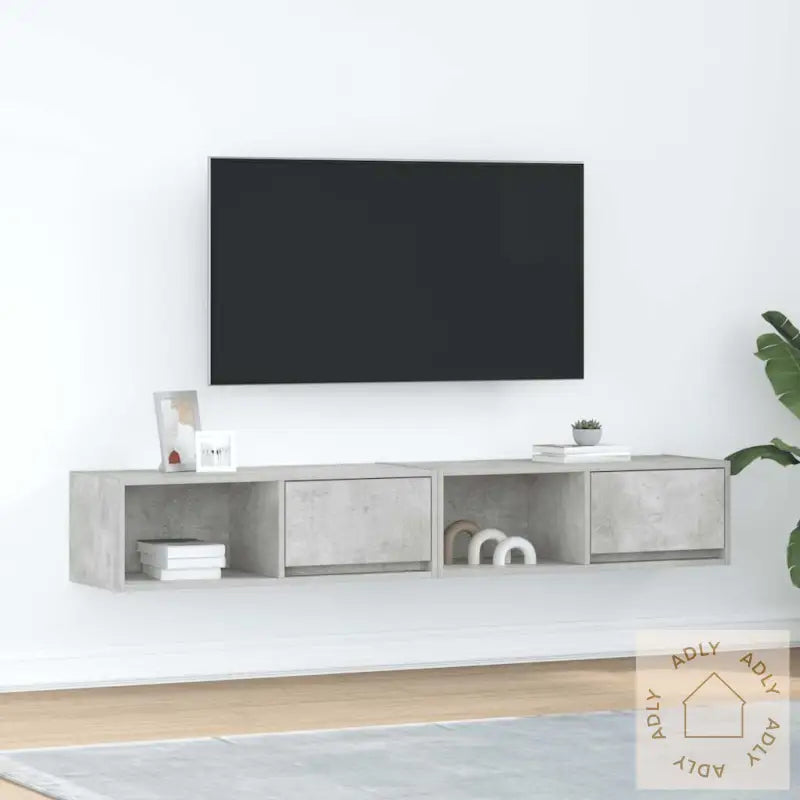 Tv-Benker 2 Stk Betonggrå 80X31X25,5 Cm Konstruert Tre