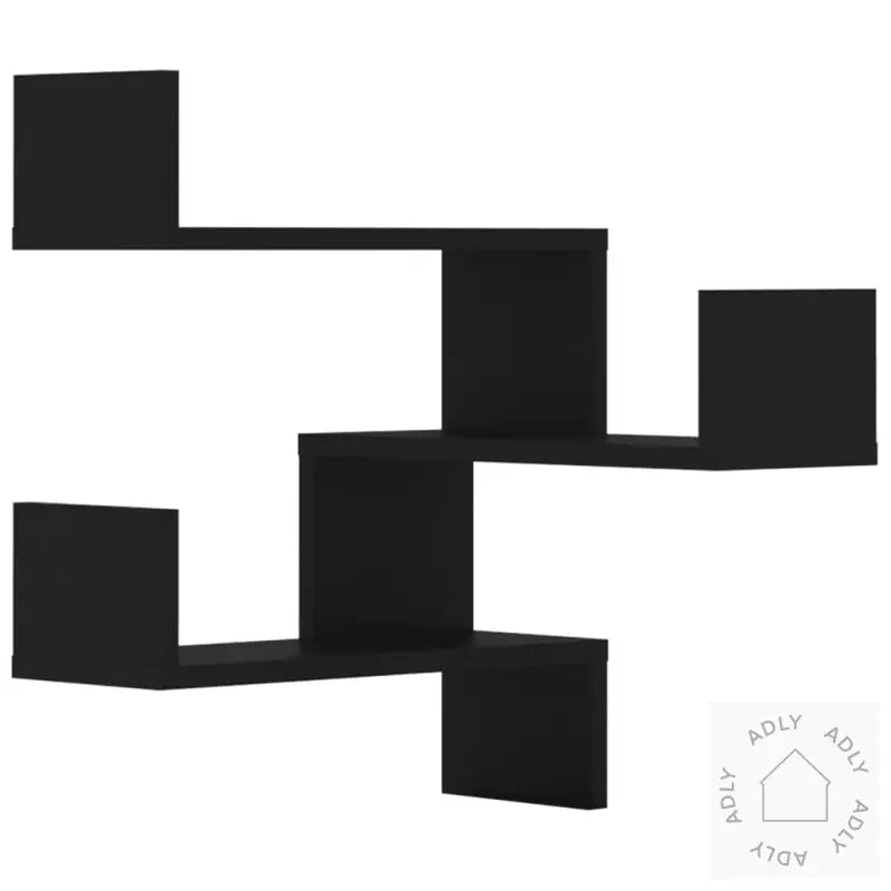 Veggmonterte Hjørnehyller 2 Stk Svart 40X40X50Cm Konstruert Tre