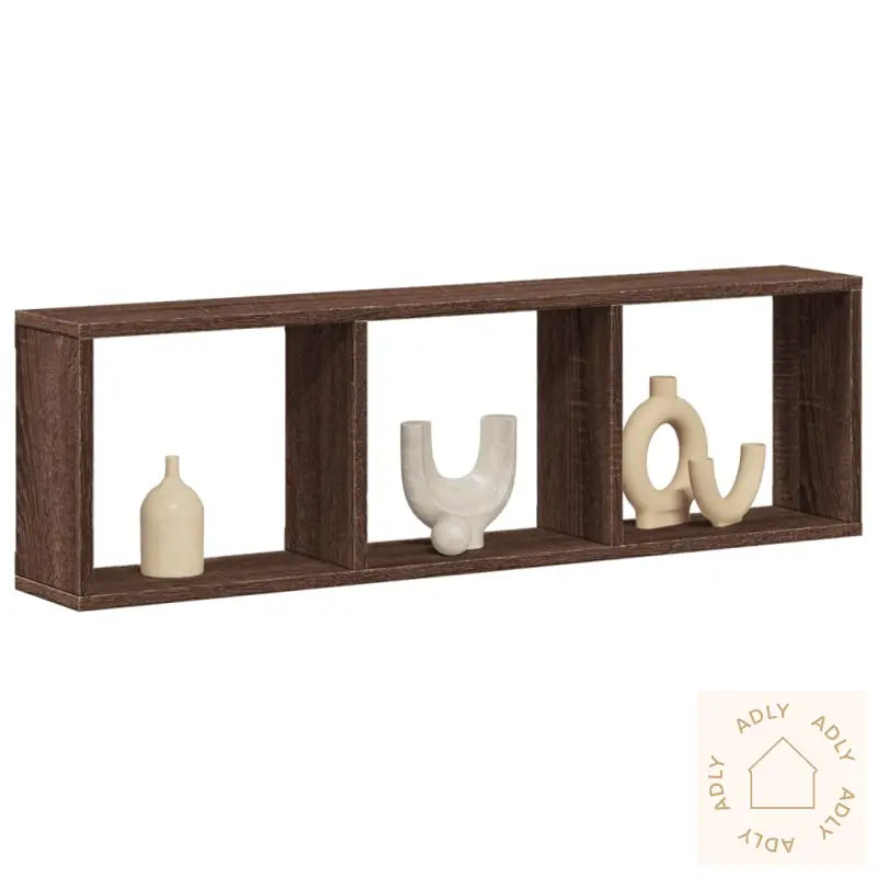 Veggskap 100X16X30 Cm Brun Eik Konstruert Tre
