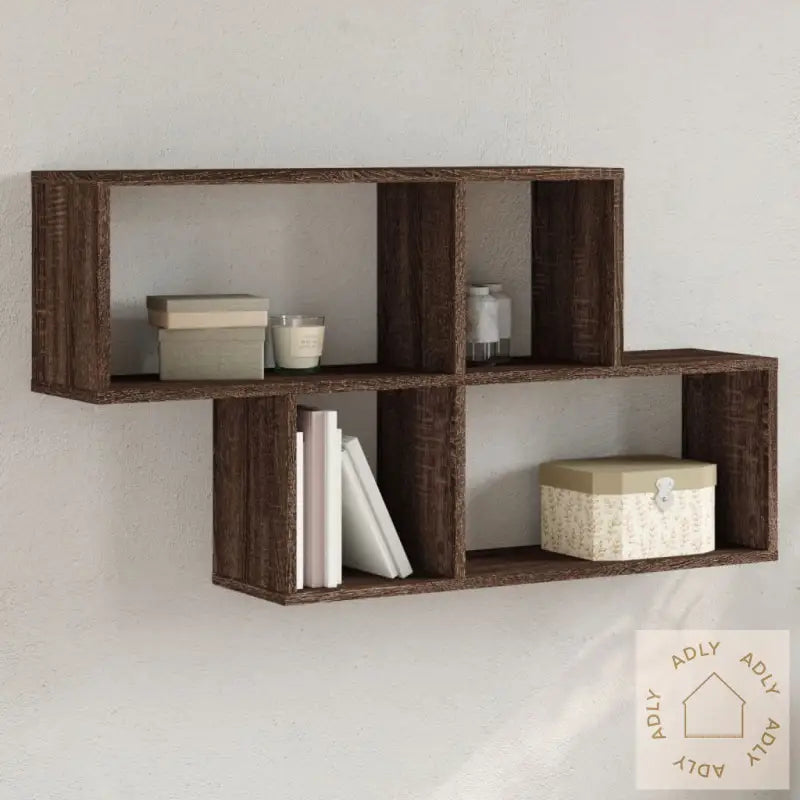 Vegghylle Brun Eik 100X20X53 Cm Konstruert Tre