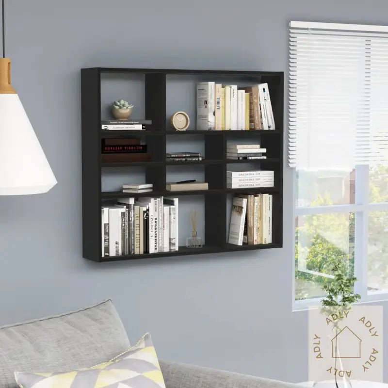 Vegghylle Svart 90X16X78 Cm Konstruert Tre