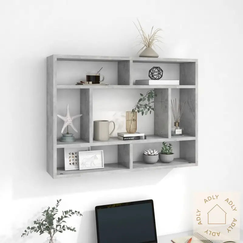 Vegghylle Betonggrå 75X16X55 Cm Konstruert Tre