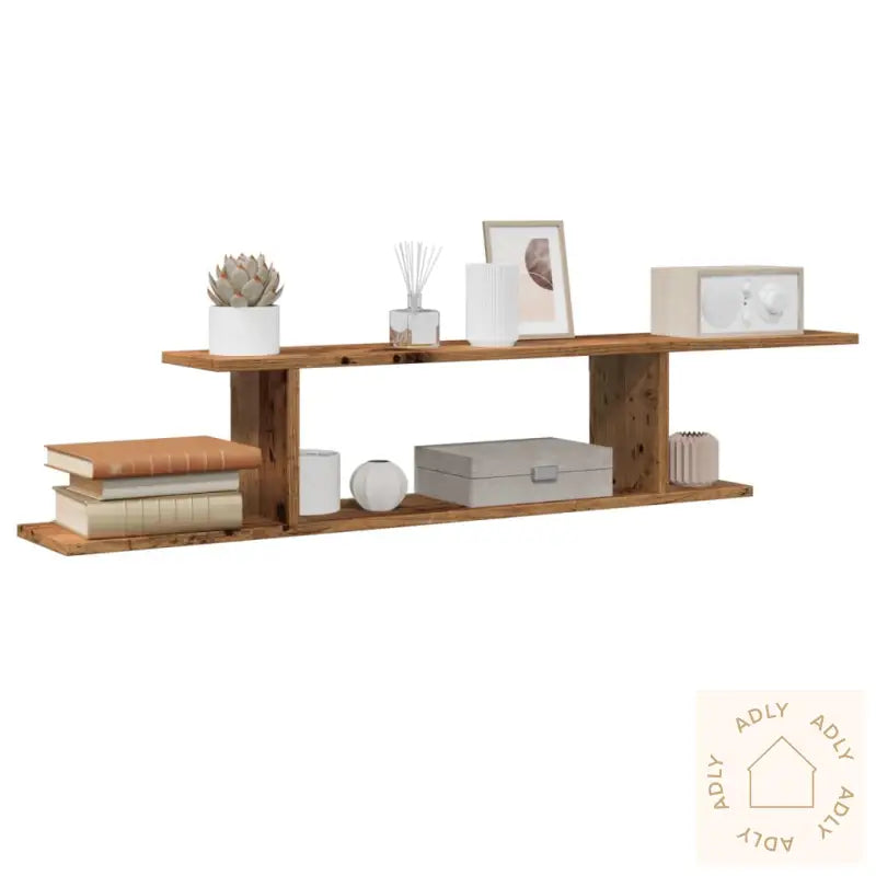 Veggmontert Tv-Hylle Gammelt Tre 125X18X23 Cm Konstruert Tre