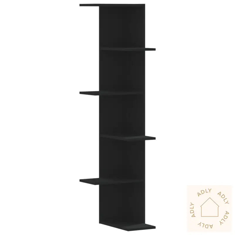 Veggmontert Hjørnehylle Svart 36,5X36,5X140 Cm Konstruert Tre