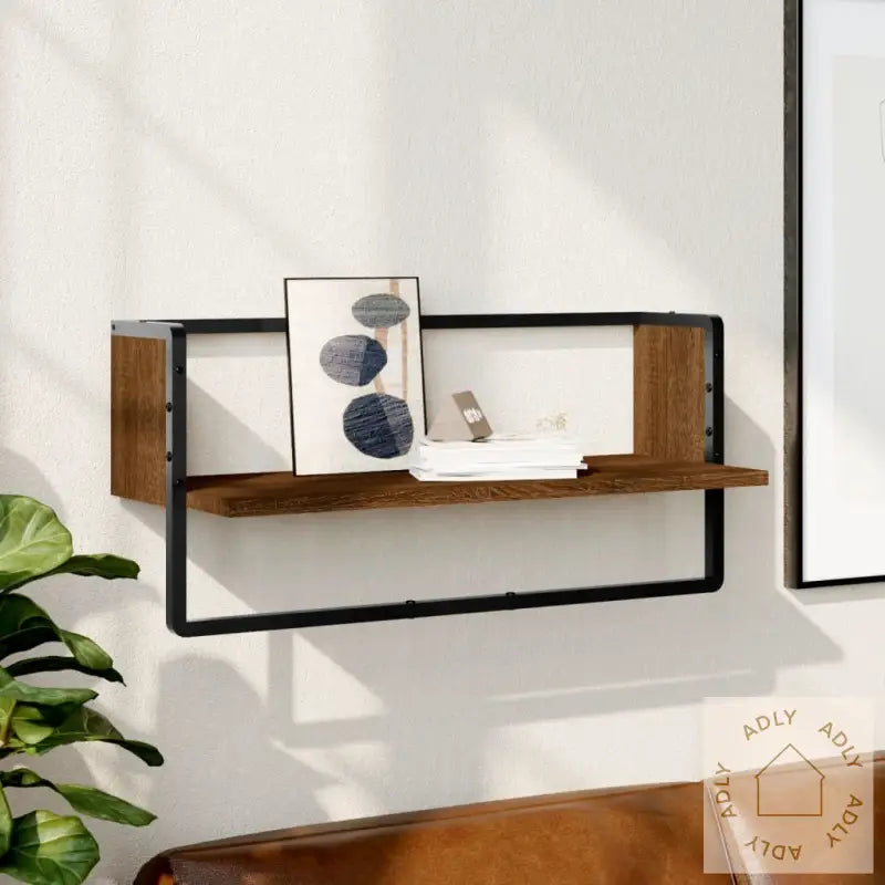 Vegghylle Med Stang Brun Eik 65X25X30 Cm