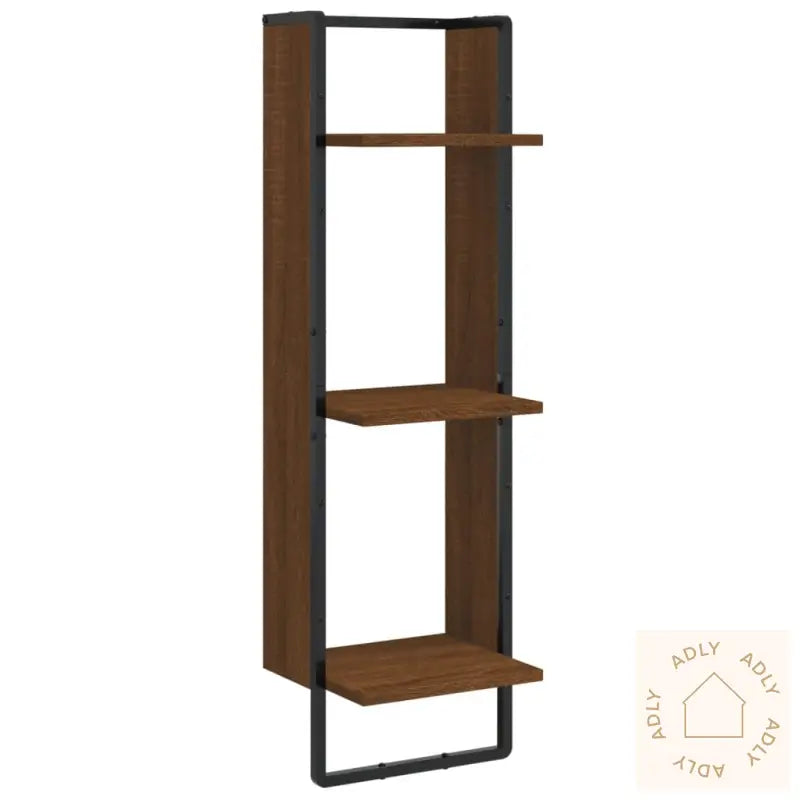 Vegghylle 3 Etasjer Brun Eik 30X25X100 Cm Konstruert Tre