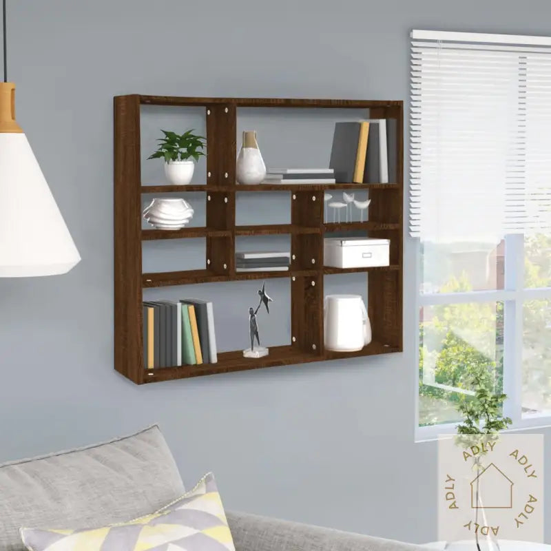 Vegghylle Brun Eik 90X16X78 Cm Konstruert Tre