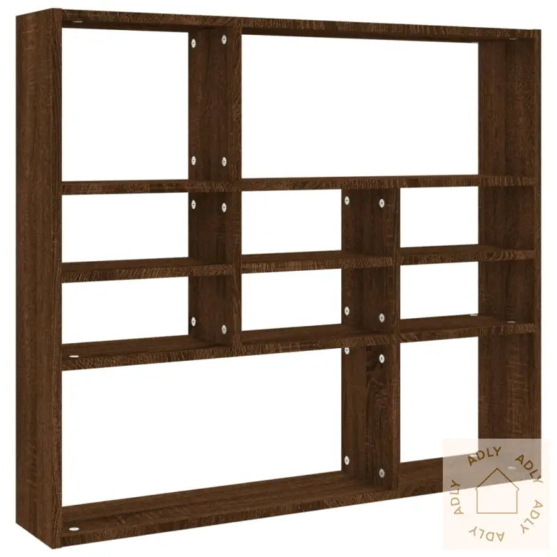 Vegghylle Brun Eik 90X16X78 Cm Konstruert Tre