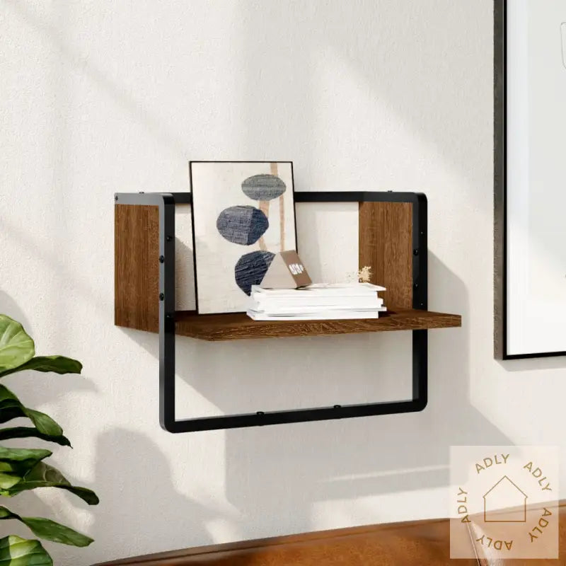 Vegghylle Med Stang Brun Eik 40X25X30 Cm