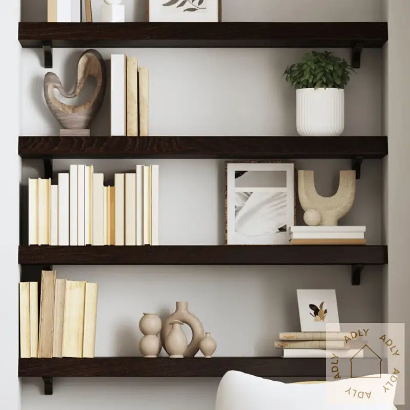 Vegghylle Mørkebrun 80X20X6 Cm Behandlet Heltre Eik