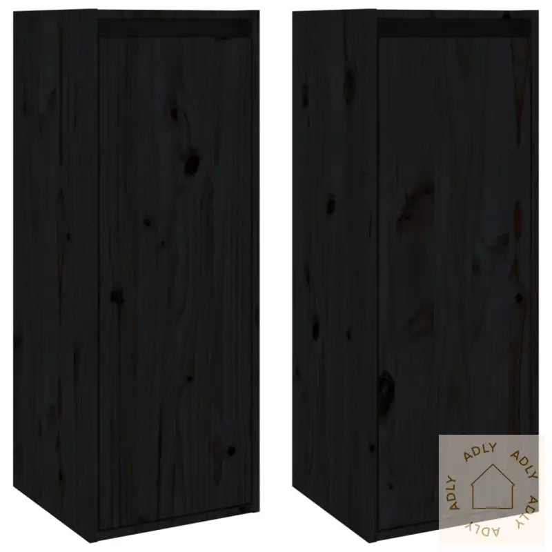 Veggskap 2 Stk Svart 30X30X80 Cm Heltre Furu