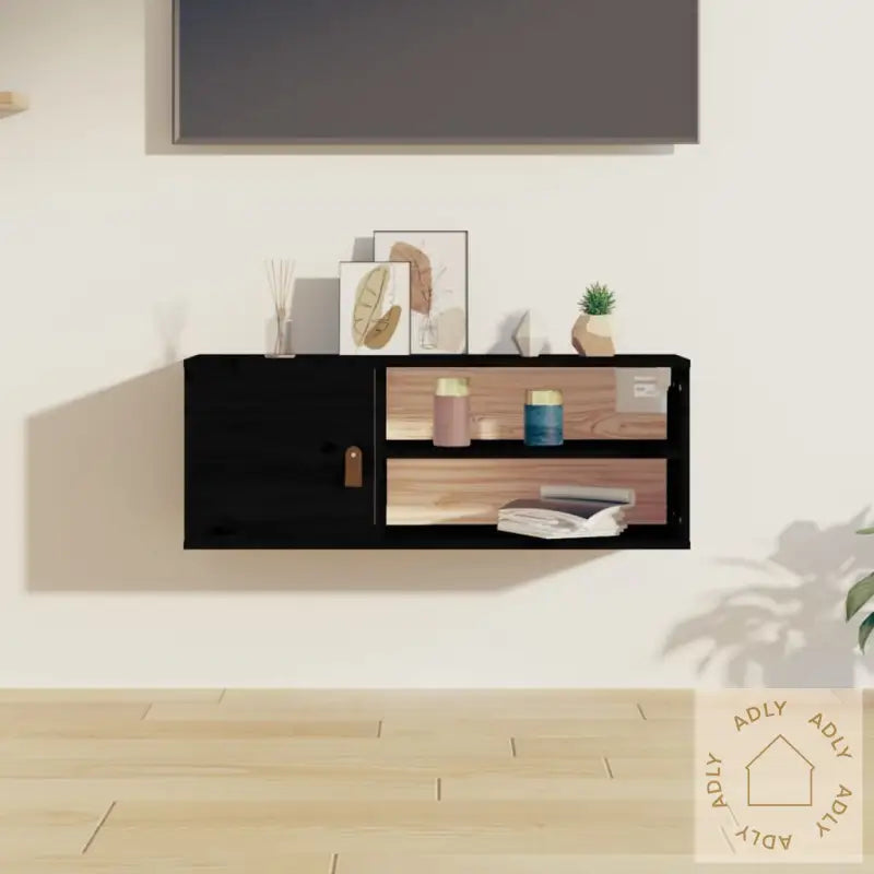 Veggskap Svart 80X30X30 Cm Heltre Furu