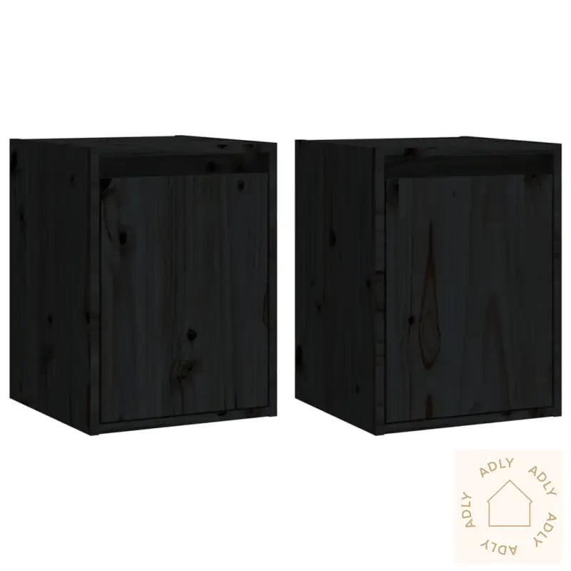 Veggskap 2 Stk Svart 30X30X40 Cm Heltre Furu