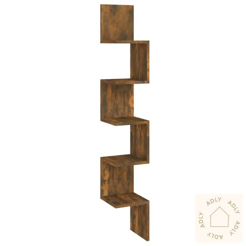 Veggmontert Hjørnehylle Røkt Eik 20X20X127,5 Cm Konstruert Tre