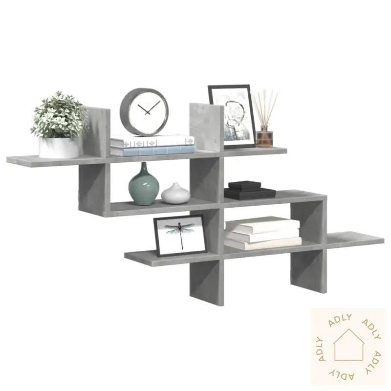 Vegghylle Betonggrå 124,5X18X60,5 Cm Konstruert Tre