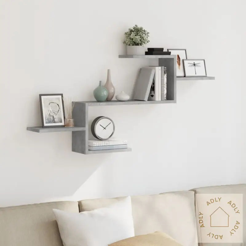 Vegghylle Betonggrå 104X15X49 Cm Konstruert Tre