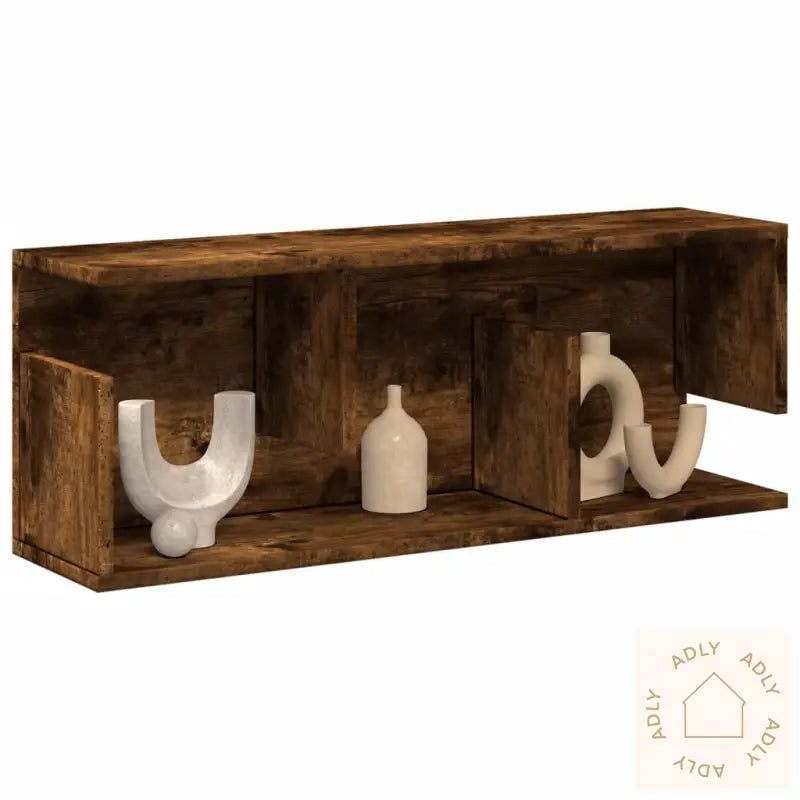 Veggskap 80X20X30 Cm Røkt Eik Konstruert Tre
