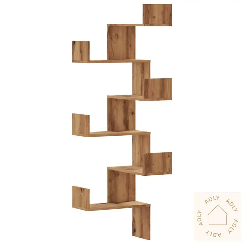 Veggmontert Hjørnehylle Artisan Eik 45X45X147 Cm Konstruert Tre