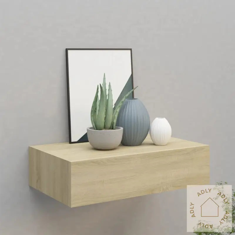 Veggmontert Skuffehylle Eik 40X23,5X10 Cm Mdf