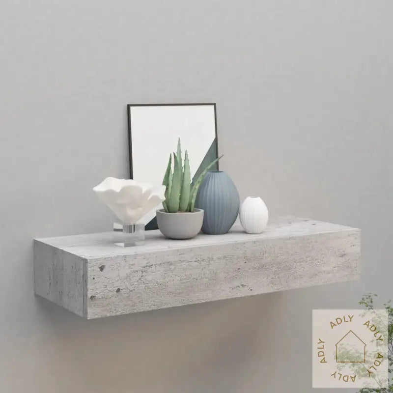 Veggmontert Skuffehylle Betonggrå 60X23,5X10 Cm Mdf