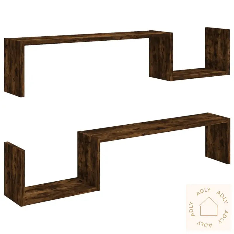 Vegghyller 2 Stk Røkt Eik 100X15X20 Cm Konstruert Tre