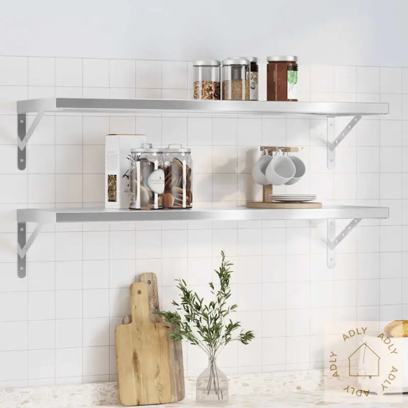 Vegghyller 2 Stk 100X30 Cm Sølv Rustfritt Stål