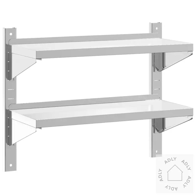 Vegghylle 2 Etasjer 75X30X60 Cm Sølv Rustfritt Stål