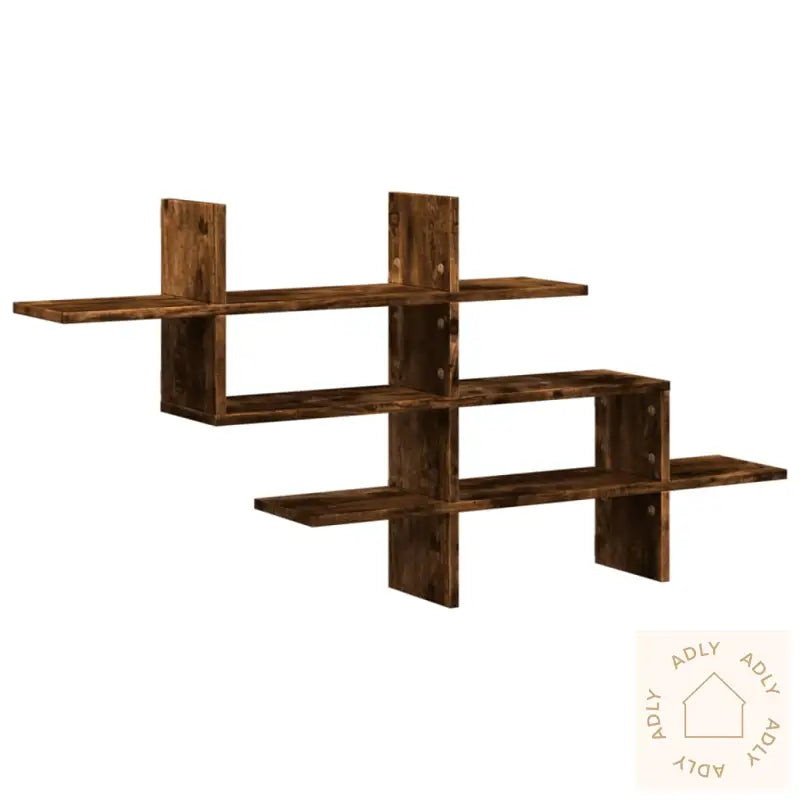 Vegghylle Røkt Eik 124,5X18X60,5 Cm Konstruert Tre