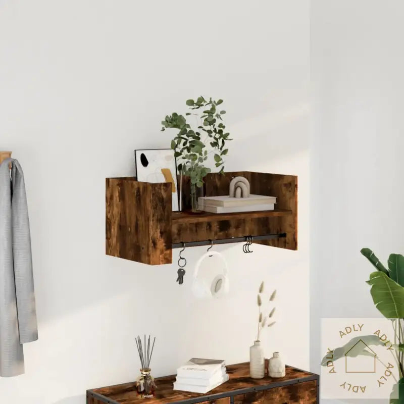 Vegghylle Røkt Eik 70,5X35X30,5 Cm Konstruert Tre