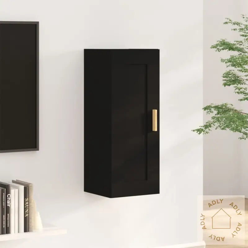 Veggskap Svart 35X34X90 Cm Konstruert Tre