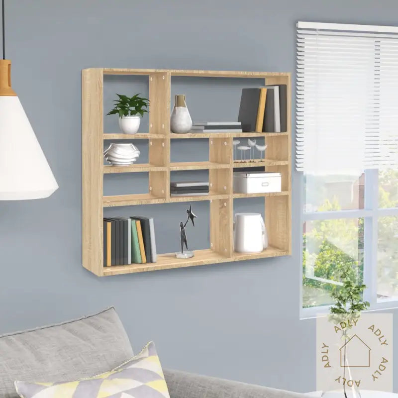 Vegghylle Sonoma Eik 90X16X78 Cm Konstruert Tre
