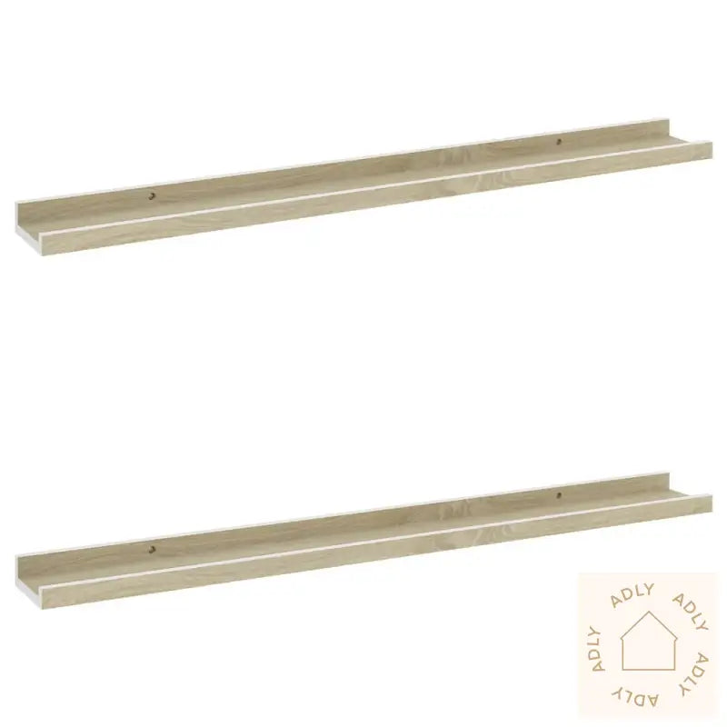 Vegghyller 2 Stk Hvit Og Sonoma Eik 80X9X3 Cm