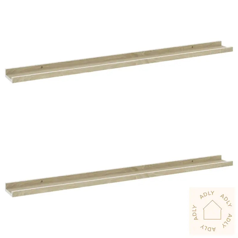 Vegghyller 2 Stk Hvit Og Sonoma Eik 100X9X3 Cm