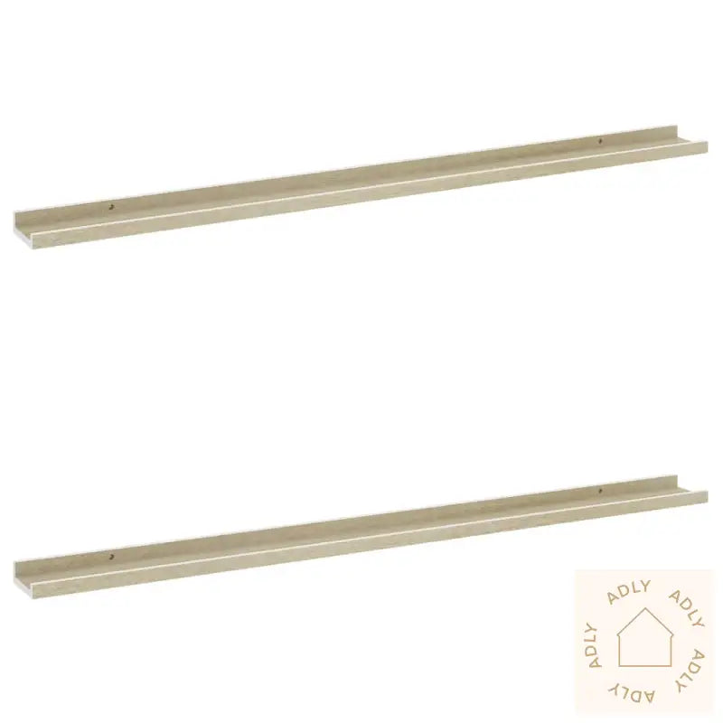 Vegghyller 2 Stk Hvit Og Sonoma Eik 115X9X3 Cm