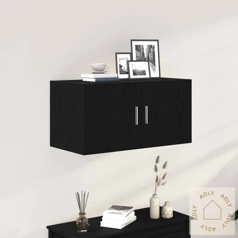 Veggskap Svart Eik 80X39X40 Cm Konstruert Tre
