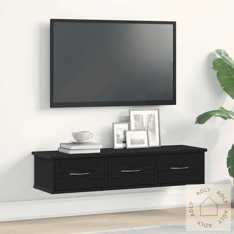Veggskap Svart Eik 88X26X18,5 Cm Konstruert Tre