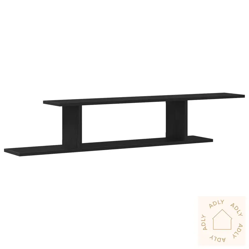 Veggmontert Tv-Hylle Svart Eik 125X18X23 Cm Laget Av Tre
