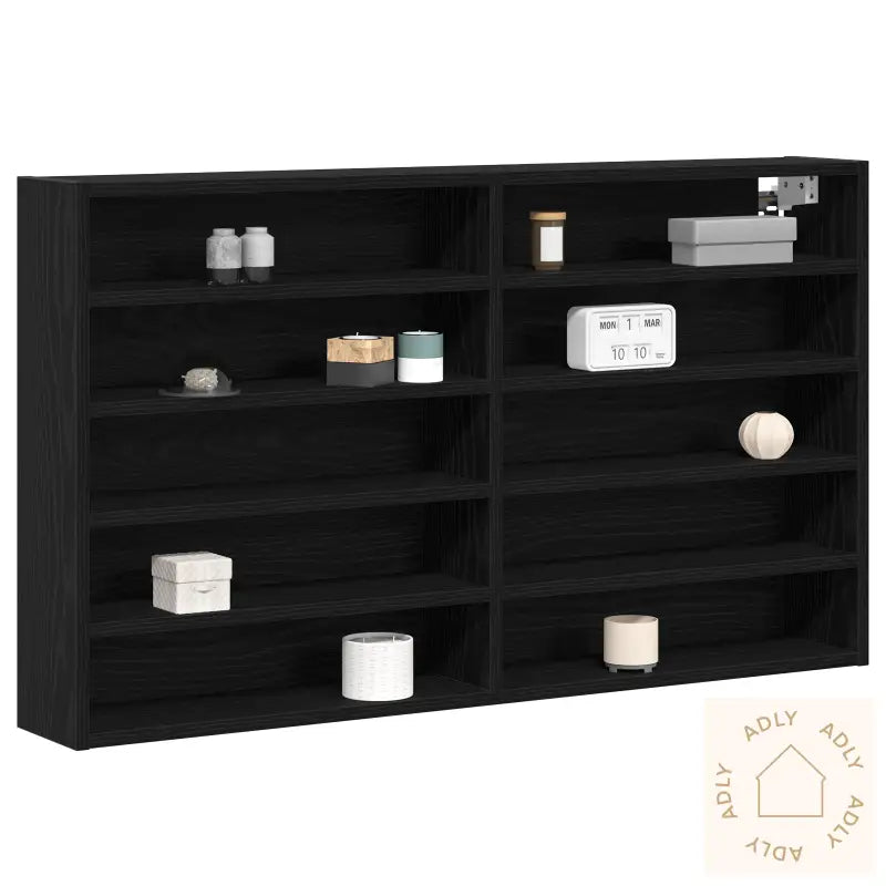 Vitrine Skap Svart Eik 100X15X58 Cm Konstruert Tre