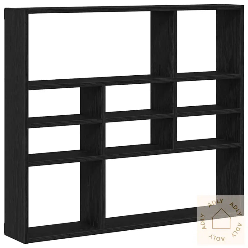Vegghylle Svart Eik 90X16X78 Cm Konstruert Tre