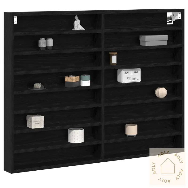 Vitrine Skap Svart Eik 100X8,5X75 Cm Konstruert Tre