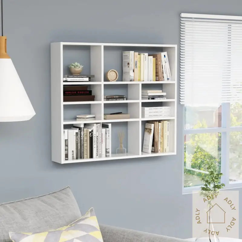 Vegghylle Høyglans Hvit 90X16X78 Cm Konstruert Tre
