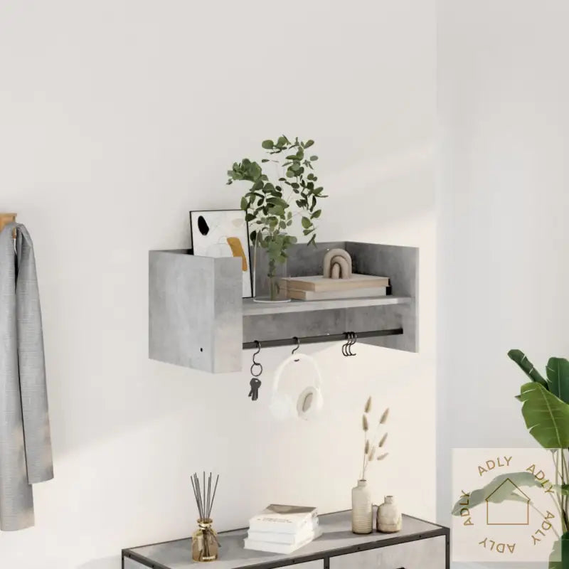 Vegghylle Betonggrå 70,5X35X30,5 Cm Konstruert Tre