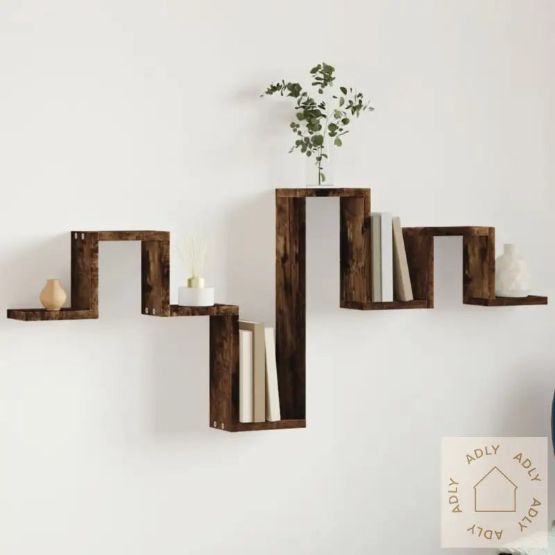 Vegghylle Røkt Eik 104,5X10X43 Cm Konstruert Tre