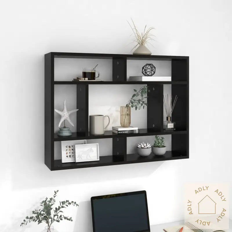 Vegghylle Svart 75X16X55 Cm Konstruert Tre
