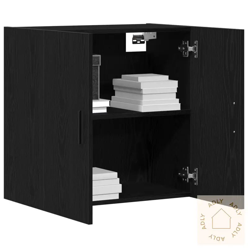 Vegghylle Svart Eik 60X31X60 Cm Konstruert Tre