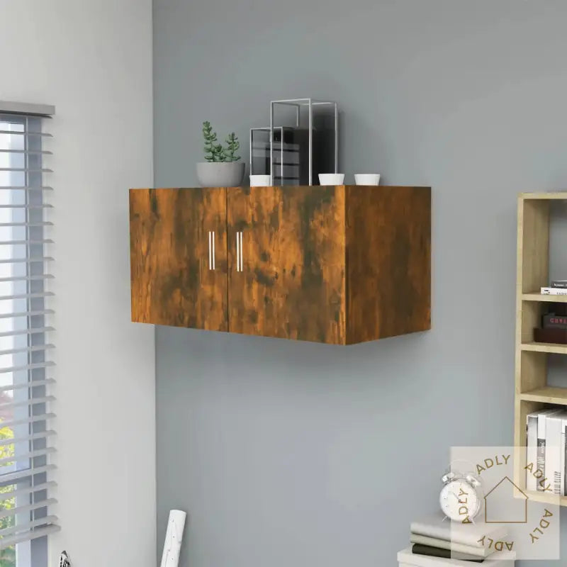 Veggskap Røkt Eik 80X39X40 Cm Konstruert Tre