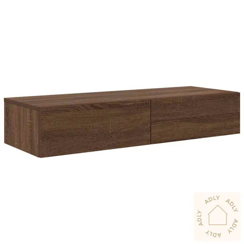 Vegghylle Med Skuffer Brun Eik 100X36X19 Cm Konstruert Tre